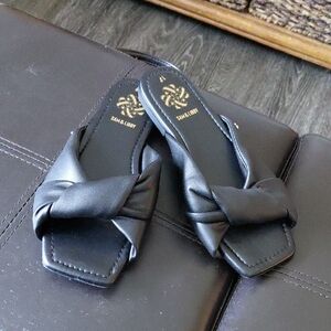 Sam & Libby Black Knotted Slide Sandals